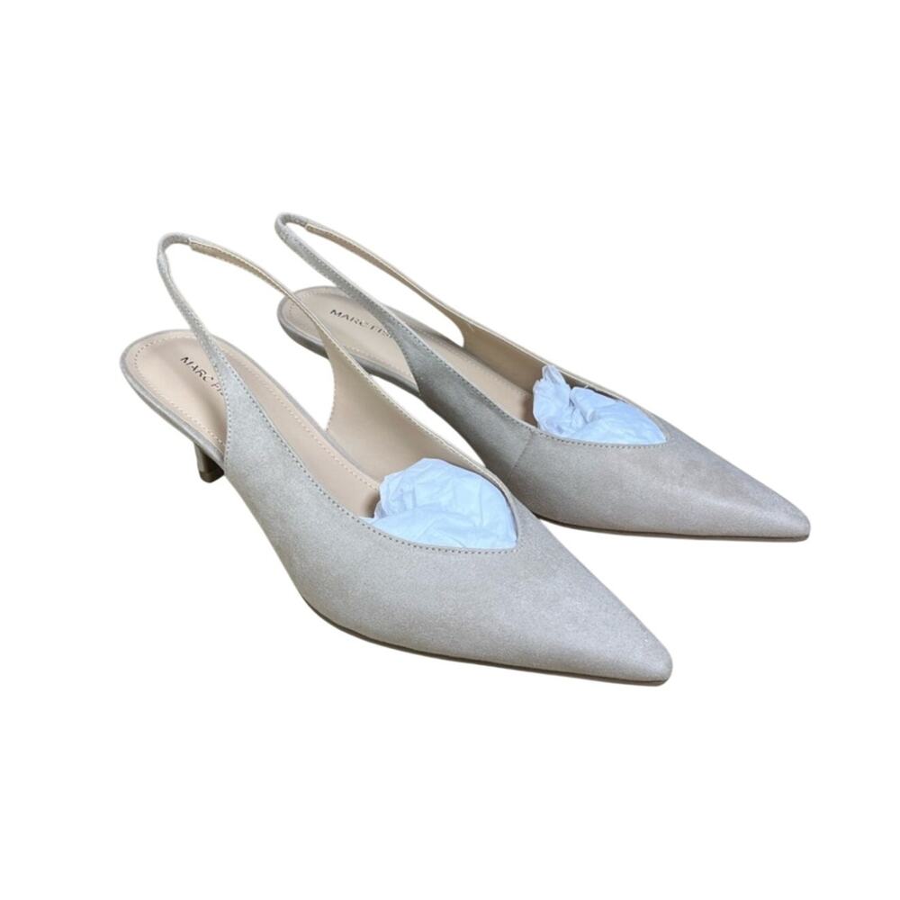 Marc Fisher Labela Suede Slingback Kitten Heel Pumps Nude Womens Size 10 Classic